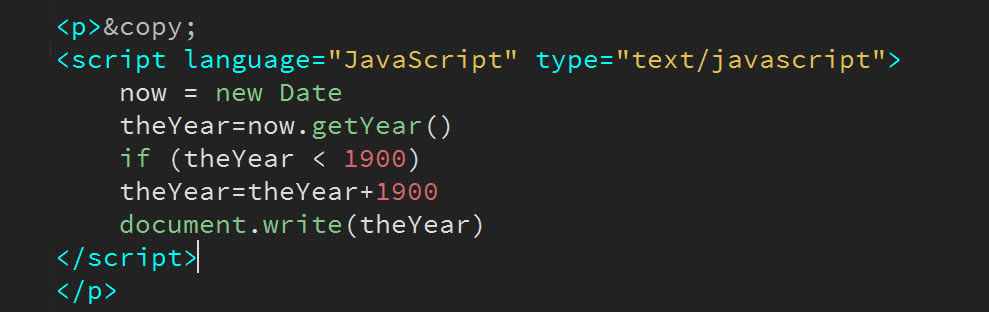 display current year with javascript